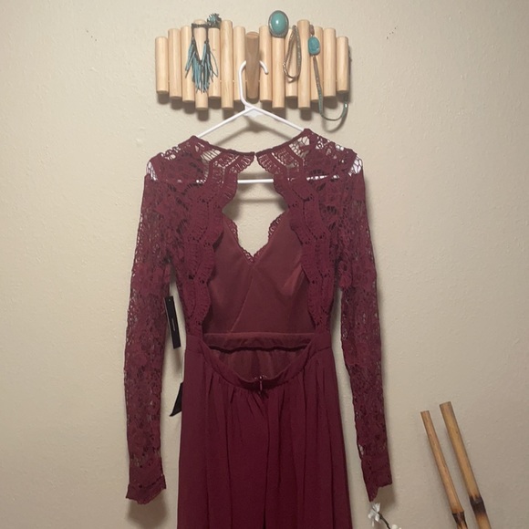 S Lulu’s Burgundy Longsleeve Bridesmaid or Evening Dress NWT - Picture 7 of 10